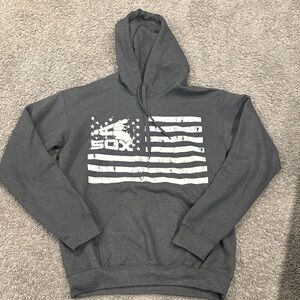 Gildan white Sox Charcoal Hoodie with Flag Graphic